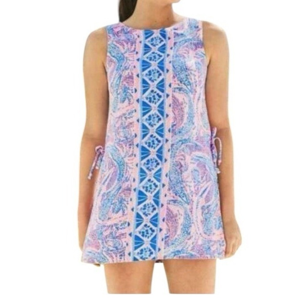 Lilly Pulitzer Donna Romper Short Coastal Blue Maybe Gator Pink Size 0